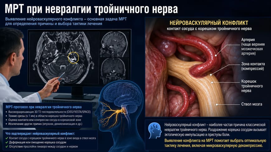 МРТ при невралгии тройничного нерва и нейроваскулярном конфликте