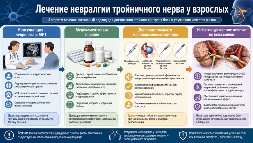 Лечение невралгии тройничного нерва у взрослых