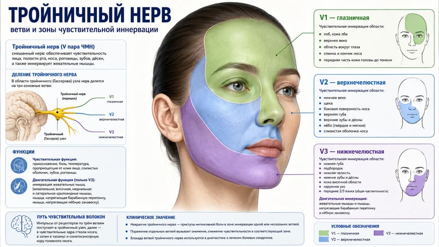 Ветви тройничного нерва V1 V2 и V3