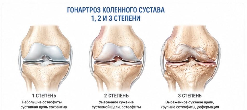 Гонартроз коленного сустава 1 2 и 3 степени
