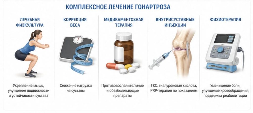 Консервативное лечение гонартроза коленного сустава
